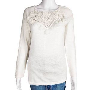 Anthropologie Floreat Macrame Sweater White XS